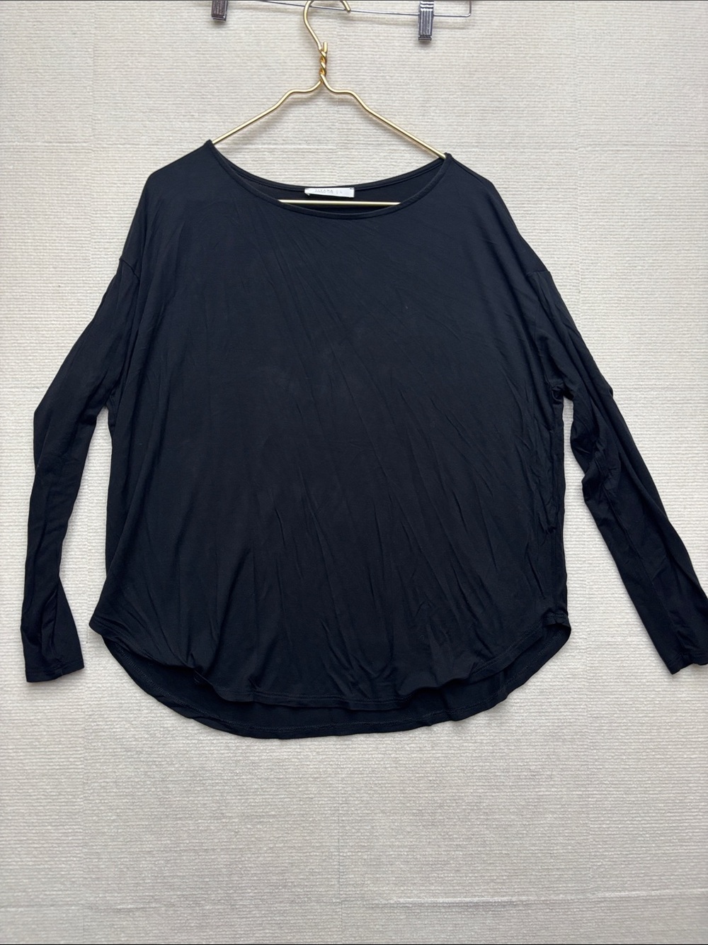 Sivana large bamboo Black Long Sleeve Women's Top - Lightweight Draped Tee